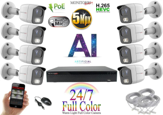 Monitorrs Security Full Color AI IP 8 kamerový set WTube (6021K8)