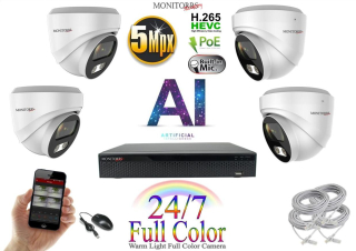 Monitorrs Security Full Color AI IP 4 kamerový set WDome (6022K4)