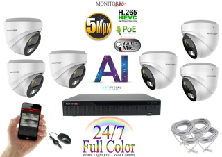 Monitorrs Security Full Color AI IP 6 kamerový set WDome (6022K6)