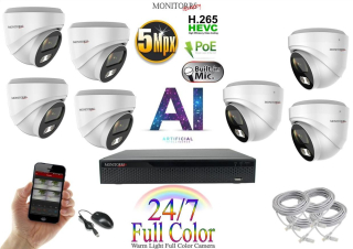 Monitorrs Security Full Color AI IP 7 kamerový set WDome (6022K7)