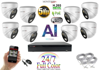 Monitorrs Security Full Color AI IP 8 kamerový set WDome (6022K8)