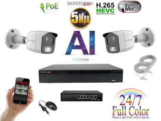 Monitorrs Security Full Color AI IP 2 kamerový set se switchem WTube (6021K2B)