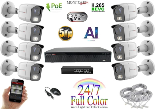 Monitorrs Security Full Color AI IP 8 kamerový set se switchem WTube (6021K8B)