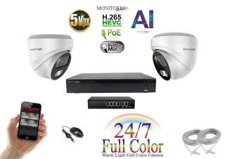 Monitorrs Security Full Color AI IP 2 kamerový set se switchem WDome (6022K2B)