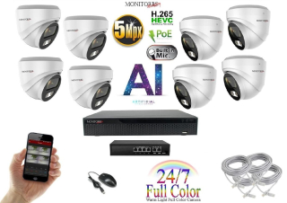 Monitorrs Security Full Color AI IP 8 kamerový set se switchem WDome (6022K8B)