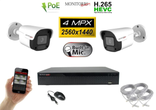 Monitorrs Security IP 2 kamerový set 4 Mpix WTube Plast (6024K2)