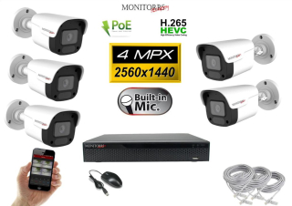 Monitorrs Security IP 5 kamerový set 4 Mpix WTube Plast (6024K5)