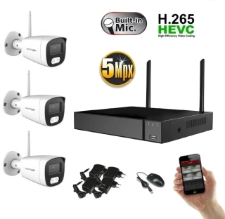 Monitorrs Security Wifi IP 3 kamerový set 5 MPix (6121K3)
