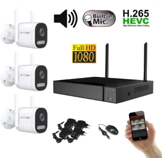 Monitorrs Security Wifi IP 3 kamerový set 2 MPix, aktiv (6124K3)