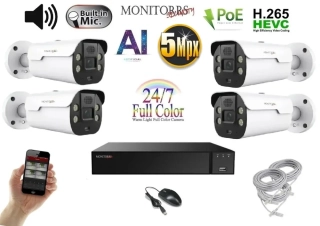 Monitorrs Security AI Aktiv IP 4 kamerový set 5 Mpix WTube (6079K4)
