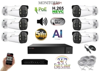 MS AI IP Aktiv 6 kamerový set se switchem 5 Mpix WTube (6079K6B)