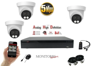 Monitorrs Security AHD 3 kamerový set 5 Mpix Dome (6197K3)