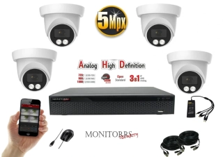 Monitorrs Security AHD 4 kamerový set 5 Mpix Dome (6197K4)