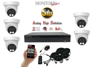 Monitorrs Security AHD 5 kamerový set 5 Mpix Dome (6197K5)