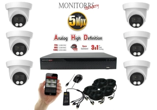 Monitorrs Security AHD 6 kamerový set 5 Mpix Dome (6197K6)