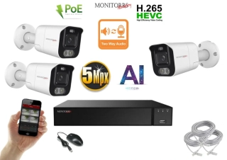 Monitorrs Security AI Aktiv IP 3 kamerový set 5 Mpix WTube (6078K3)