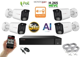 Monitorrs Security AI Aktiv IP 4 kamerový set 5 Mpix WTube (6078K4)