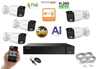 Monitorrs Security AI Aktiv IP 5 kamerový set 5 Mpix WTube (6078K5)
