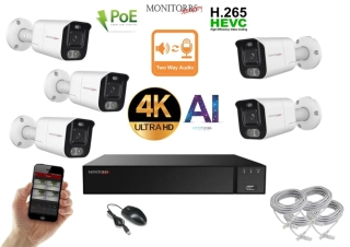 Monitorrs Security AI Aktiv IP 5 kamerový set 8 Mpix WTube (6078K5)