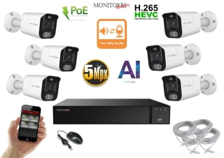 Monitorrs Security AI Aktiv IP 6 kamerový set 5 Mpix WTube (6078K6)