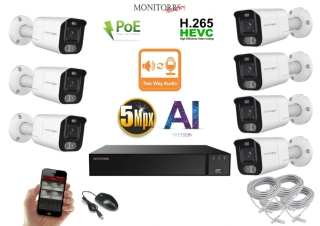 Monitorrs Security AI Aktiv IP 7 kamerový set 5 Mpix WTube (6078K7)