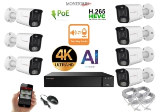 Monitorrs Security AI Aktiv IP 7 kamerový set 8 Mpix WTube (6078K7)