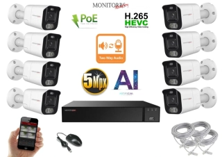 Monitorrs Security AI Aktiv IP 8 kamerový set 5 Mpix WTube (6078K8)