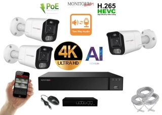 MS AI Aktiv IP 3 kamerový set se switchem 8 Mpix WTube (6078K3B)