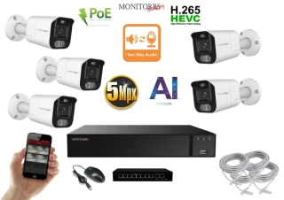 MS AI Aktiv IP 5 kamerový set se switchem 5 Mpix WTube (6078K5B)