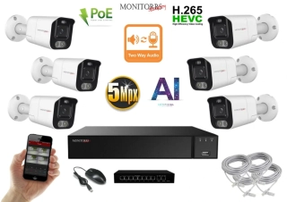 MS AI Aktiv IP 6 kamerový set se switchem 5 Mpix WTube (6078K6B)