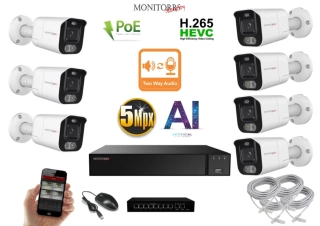MS AI Aktiv IP 7 kamerový set se switchem 5 Mpix WTube (6078K7B)