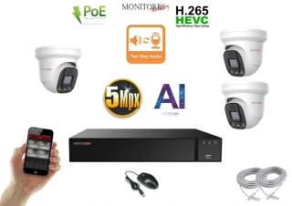 Monitorrs Security AI Aktiv IP 3 kamerový set 5 Mpix WDome (6077K3)