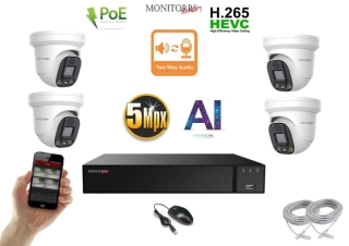 Monitorrs Security AI Aktiv IP 4 kamerový set 5 Mpix WDome (6077K4)