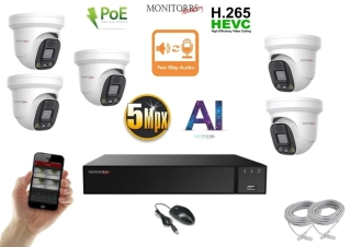Monitorrs Security AI Aktiv IP 5 kamerový set 5 Mpix WDome (6077K5)