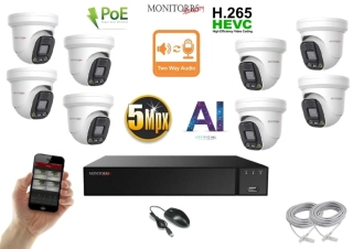 Monitorrs Security AI Aktiv IP 8 kamerový set 5 Mpix WDome (6077K8)