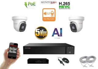 MS AI Aktiv IP 2 kamerový set se switchem 5 Mpix WDome (6077K2B)