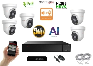 MS AI Aktiv IP 5 kamerový set se switchem 5 Mpix WDome (6077K5B)