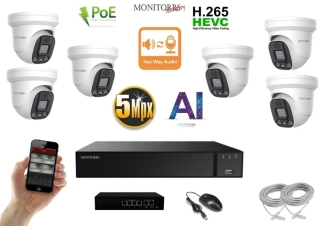 MS AI Aktiv IP 6 kamerový set se switchem 5 Mpix WDome (6077K6B)