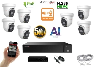 MS AI Aktiv IP 7 kamerový set se switchem 5 Mpix WDome (6077K7B)