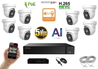 MS AI Aktiv IP 8 kamerový set se switchem 5 Mpix WDome (6077K8B)