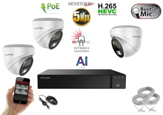 Monitorrs Security AI Hybrid light IP 3 kamerový set 5 Mpix WDome (6141K3)