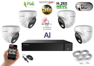 Monitorrs Security AI Hybrid light IP 4 kamerový set 5 Mpix WDome (6141K4)