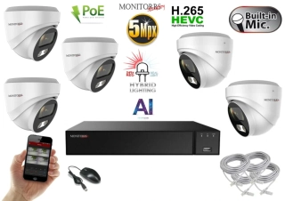 Monitorrs Security AI Hybrid light IP 5 kamerový set 5 Mpix WDome (6141K5)