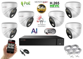 Monitorrs Security AI Hybrid light IP 6 kamerový set 5 Mpix WDome (6141K6)