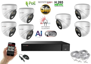 Monitorrs Security AI Hybrid light IP 7 kamerový set 5 Mpix WDome (6141K7)