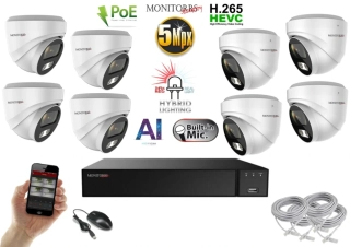 Monitorrs Security AI Hybrid light IP 8 kamerový set 5 Mpix WDome (6141K8)