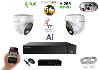 MS AI Hybrid light IP 2 kamerový set se switchem 5 Mpix WDome (6141K2B)
