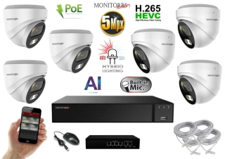 MS AI Hybrid light IP 6 kamerový set se switchem 5 Mpix WDome (6141K6B)