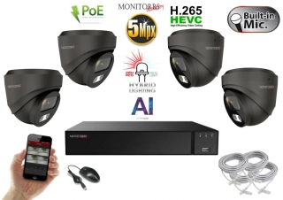 Monitorrs Security AI Hybrid light IP 4 kamerový set 5 Mpix GDome (6142K4)