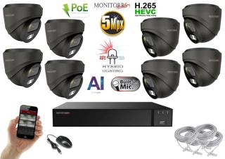 Monitorrs Security AI Hybrid light IP 8 kamerový set 5 Mpix GDome (6142K8)
